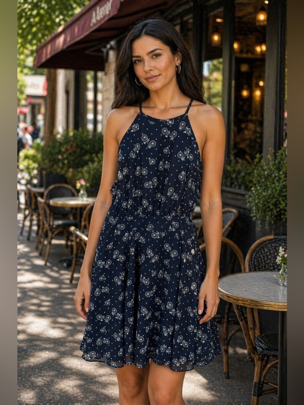 Maison Jules Navy Printed Sundress